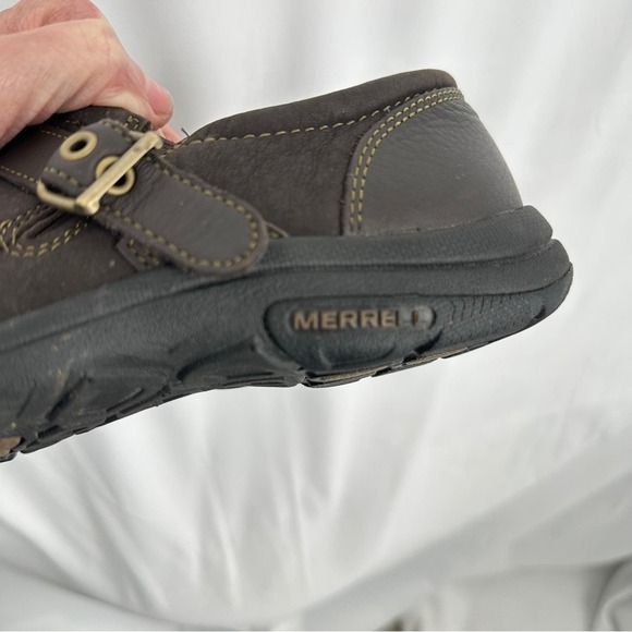 Merrell Dassie Espresso Brown Leather Buckle Women's Slip-On Shoes - Size: 6 - Picture 6 of 8